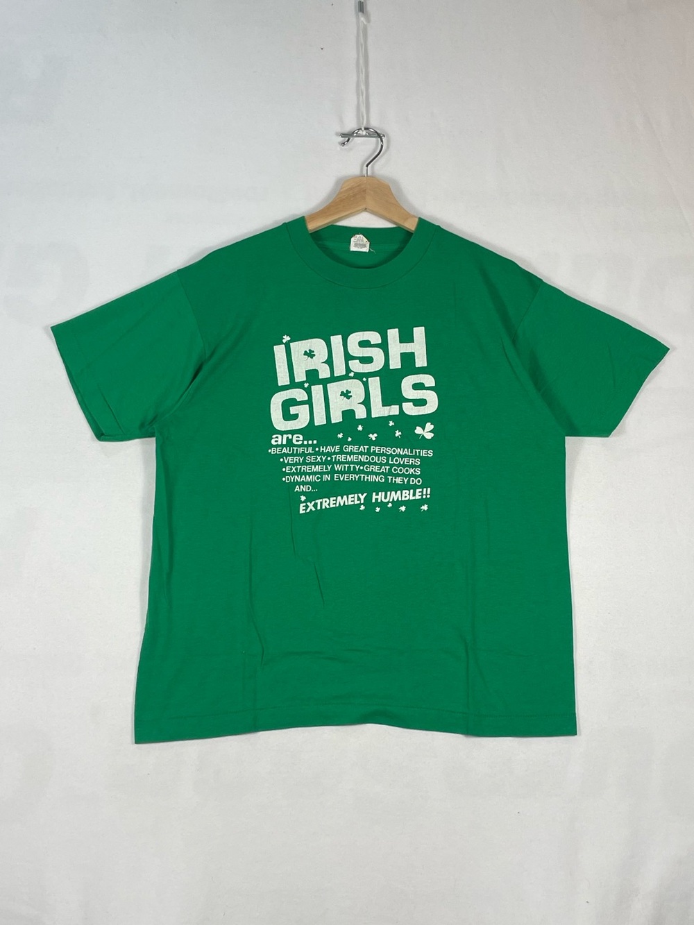Vintage Screen Stars Irish Girls Clover Green FUnny T shirt Single Stitch Sz L